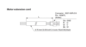 DV0P13802...MOTOR EXTENSION CORD FOR SPEED CONTROLLERS, LENGTH 2 METERS