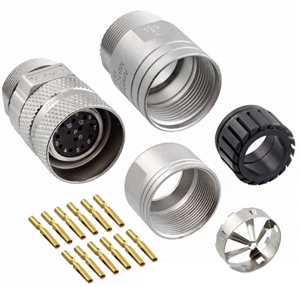 MA1CAP1200-KIT...AMPHENOL 12 POSITION STRAIGHT PLUG CONNECTOR KIT, THREADED, P TYPE, COUNTER-CLOCKWISE INSERT, 7.5-11.0MM CORD GRIP, FEMALE, CONTACTS INCLUDED