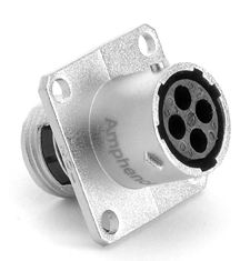 RT00104SNH...AMPHENOL SQUARE FLANGE RECEPTACLE, FEMALE, 4 CONTACTS, 14-26AWG, 13A/300V, SHELL SIZE 10