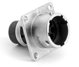 RT00128PNH...AMPHENOL SQUARE FLANGE RECEPTACLE, MALE, 8 CONTACTS, 14-26AWG, 13A/300V, SHELL SIZE 12